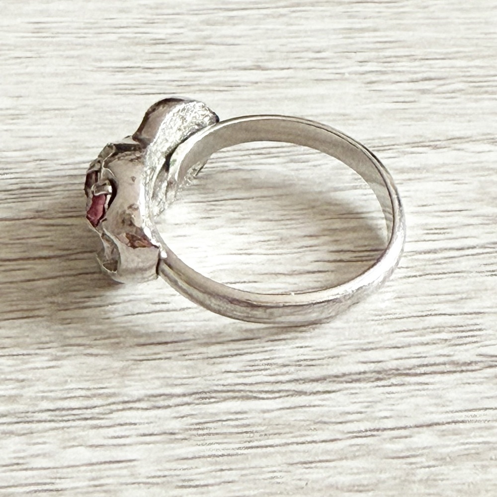 Emmons Vtg Size 6.75 Adjustable Silver Tone Multicolor Rhinestone Ring 60s 70s - Picture 9 of 13